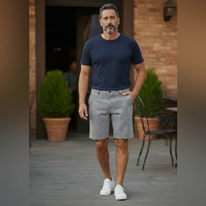 Ben Sherman Originals Micro Plaid Stretch Chino Shorts – Navy Multi (33)